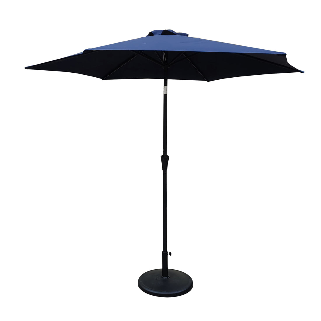 8.8 Feet Outdoor Aluminum Patio Umbrella, Patio Umbrella, Market Umbrella With 42 Pounds Round Resin Umbrella Base, Push Button Tilt And Crank Lift, Navy Blue Navy Blue Polyester Aluminum