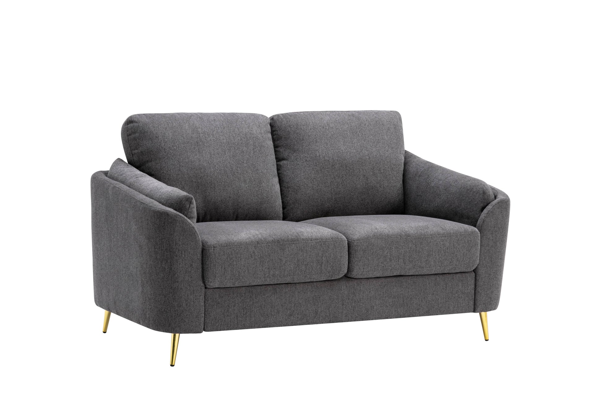 Contemporary 1Pc Loveseat Dark Gray With Gold Metal Legs Plywood Pocket Springs And Foam Casual Living Room Furniture Dark Gray Primary Living Space Mid Century Modern,Modern Plywood