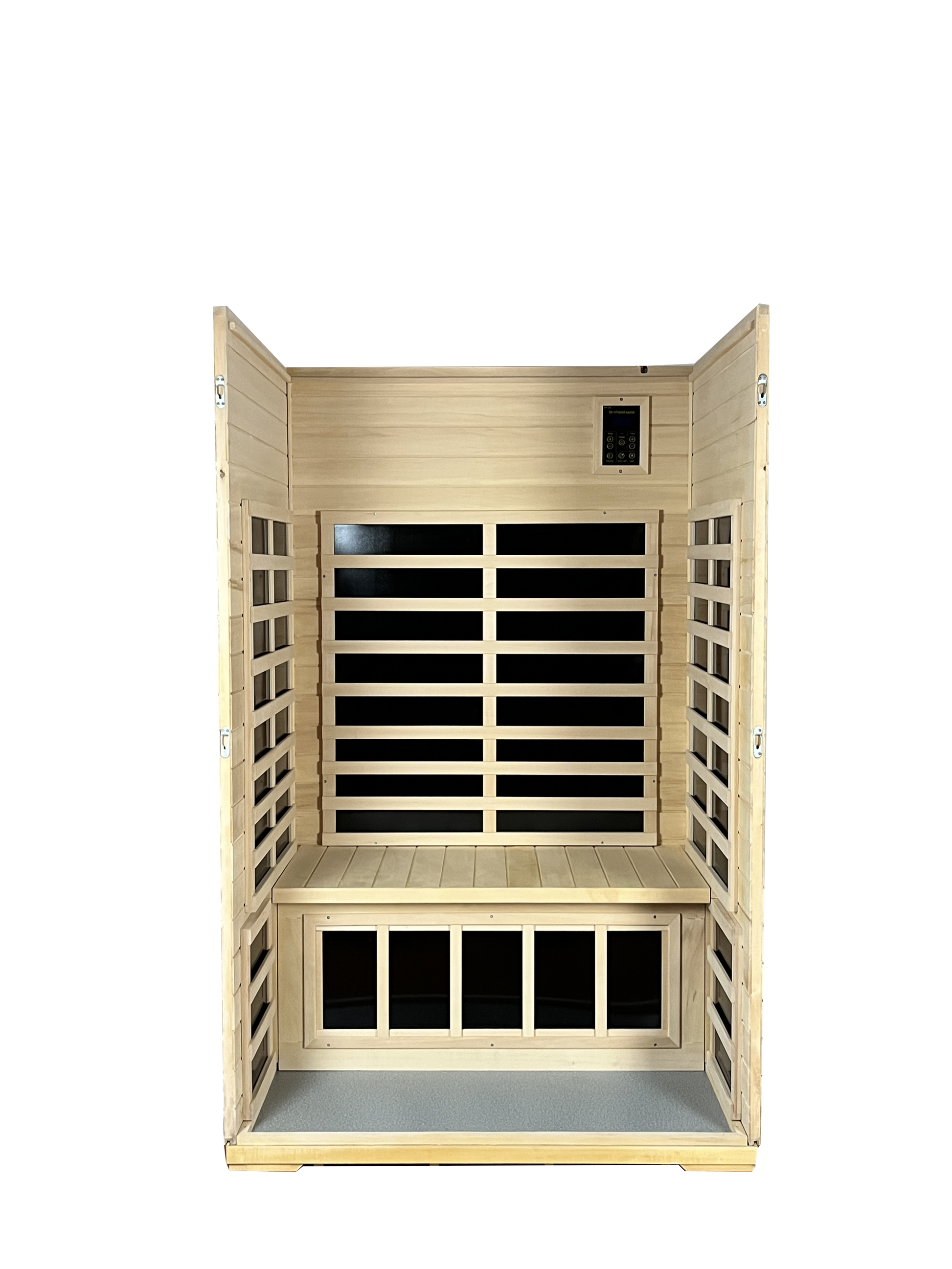 Two Person Basswood Far Infrared Outdoor Sauna Room Natural Wood Solid Wood