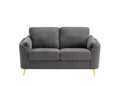 Contemporary 1Pc Loveseat Dark Gray With Gold Metal Legs Plywood Pocket Springs And Foam Casual Living Room Furniture Dark Gray Primary Living Space Mid Century Modern,Modern Plywood