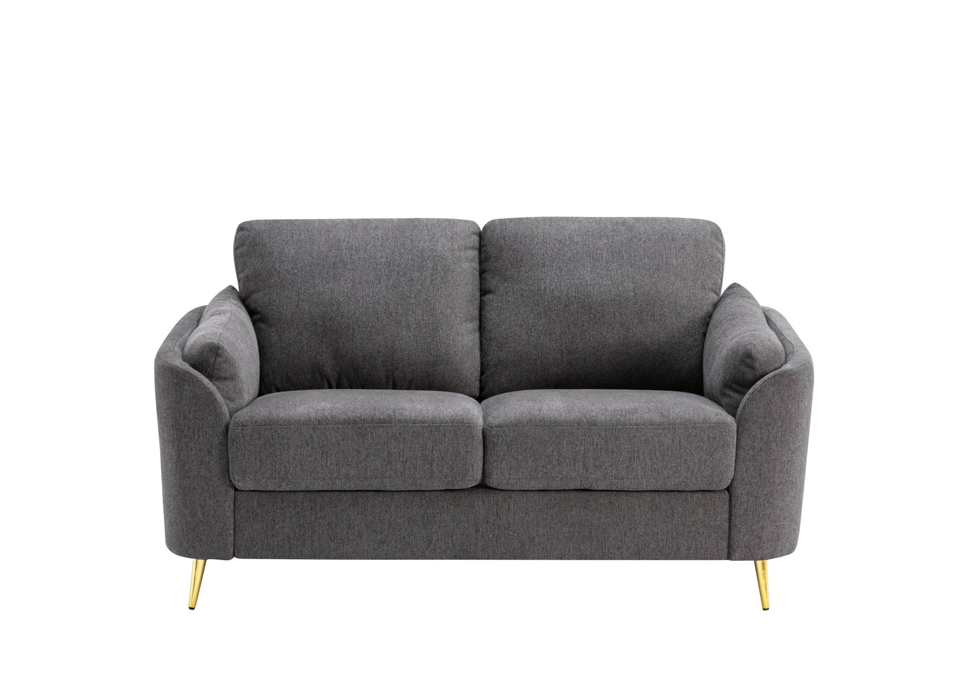 Contemporary 1Pc Loveseat Dark Gray With Gold Metal Legs Plywood Pocket Springs And Foam Casual Living Room Furniture Dark Gray Primary Living Space Mid Century Modern,Modern Plywood