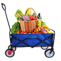 Folding Wagon Garden Shopping Beach Cart Blue Blue Metal