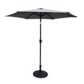 8.8 Feet Outdoor Aluminum Patio Umbrella, Patio Umbrella, Market Umbrella With 42 Pounds Round Resin Umbrella Base, Push Button Tilt And Crank Lift, Gray Gray Polyester Aluminum