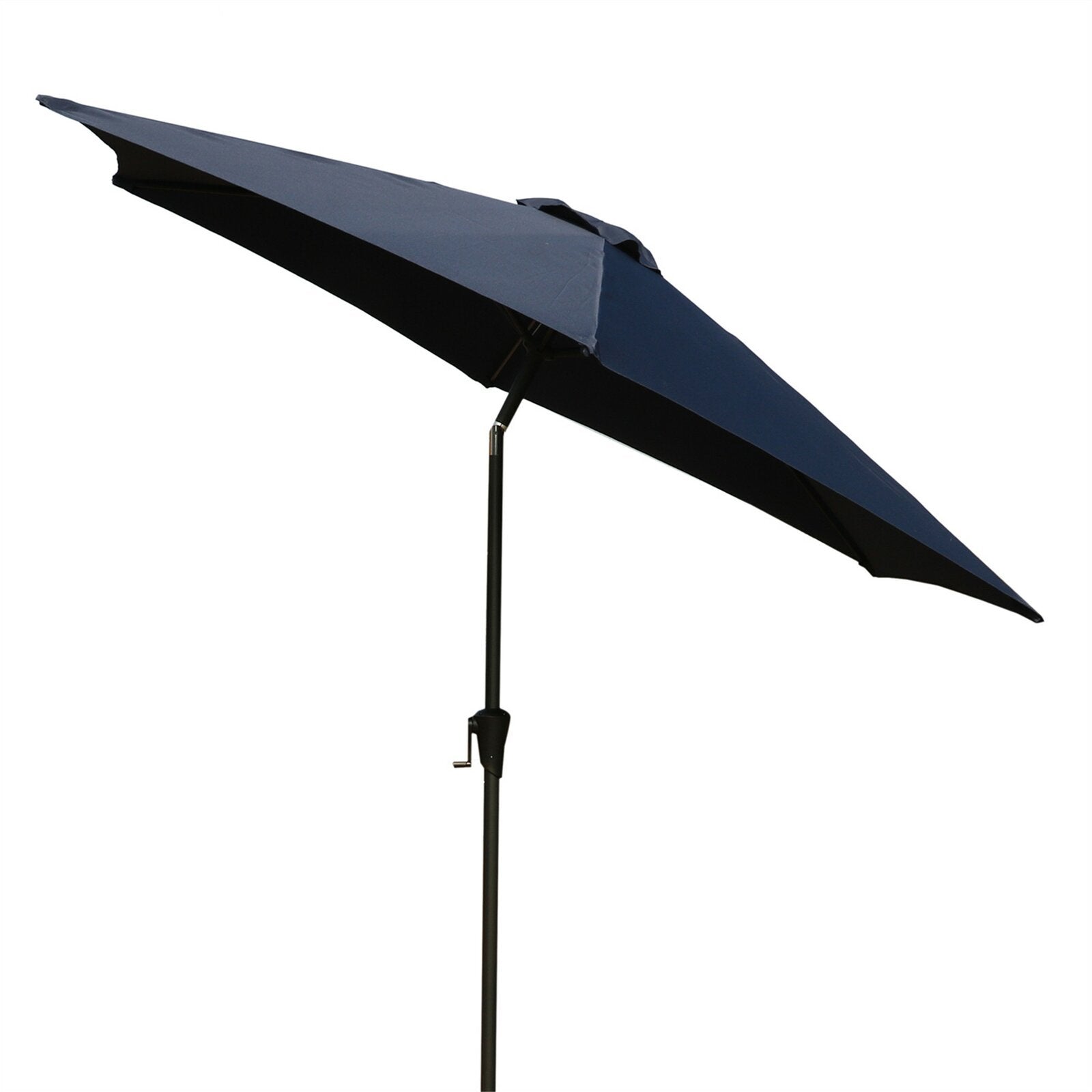 8.8 Feet Outdoor Aluminum Patio Umbrella, Patio Umbrella, Market Umbrella With 42 Pound Square Resin Umbrella Base, Push Button Tilt And Crank Lift, Navy Blue Navy Blue Polyester Aluminum