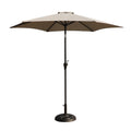 8.8 Feet Outdoor Aluminum Patio Umbrella, Patio Umbrella, Market Umbrella With 33 Pounds Round Resin Umbrella Base, Push Button Tilt And Crank Lift, Gray Gray Polyester Aluminum