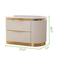 Laura Gold Detailed Left 2 Drawer Nightstand Made With Wood In White White 2 Drawers Bedside Cabinet Bedroom Contemporary,Modern Drawers White Solid Wood Mdf Wood