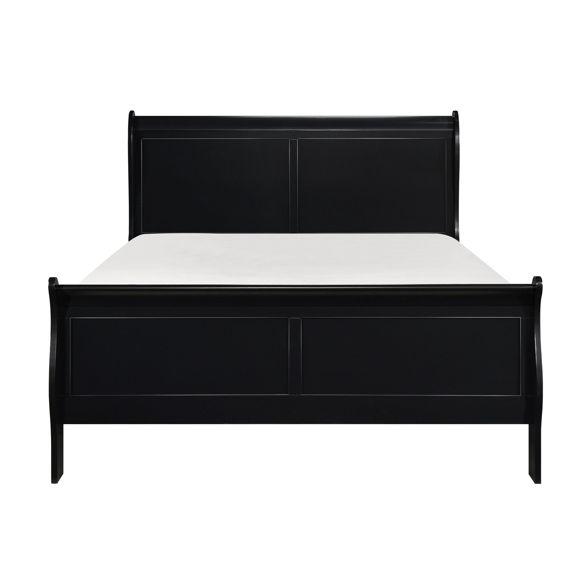 Black Finish Louis Philippe Style 1Pc Queen Size Sleigh Bed Traditional Design Furniture Box Spring Required Queen Black Bedroom Traditional Sleigh Wood