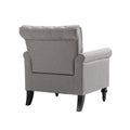 Mid Century Modern Accent Chair, Linen Armchair W Tufted Back Wood Legs, Upholstered Lounge Arm Chair Single Sofa For Living Room Bedroom, Light Grey Light Gray Foam Linen