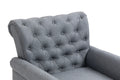 Mid Century Modern Accent Chair, Linen Armchair W Tufted Back Wood Legs, Upholstered Lounge Arm Chair Single Sofa For Living Room Bedroom, Gray Gray Foam Linen