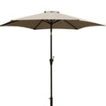 8.8 Feet Outdoor Aluminum Patio Umbrella, Patio Umbrella, Market Umbrella With 42 Pounds Round Resin Umbrella Base, Push Button Tilt And Crank Lift, Gray Gray Polyester Aluminum