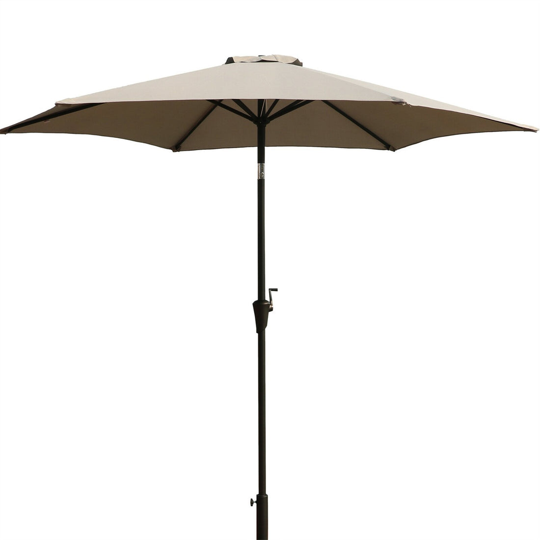 8.8 Feet Outdoor Aluminum Patio Umbrella, Patio Umbrella, Market Umbrella With 42 Pound Square Resin Umbrella Base, Push Button Tilt And Crank Lift, Gray Gray Polyester Aluminum