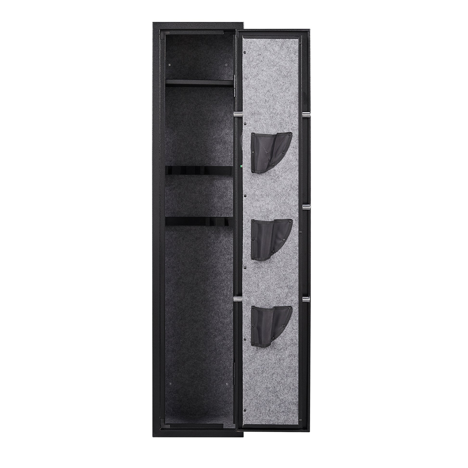 3 5 Safes For Home Rifle And Pistols, Quick Access Safes For Shots, Cabinets With Adjustable Rack, Pockets And Removable Shelf,External Battery Cases And Alarm System Black Steel