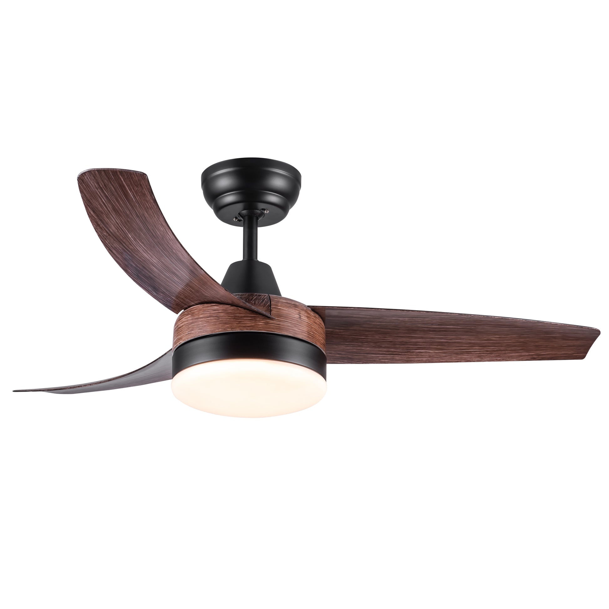 42 In Intergrated Led Ceiling Fan Lighting With Brown Wood Grain Abs Blade Brown Abs