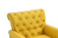 Mid Century Modern Accent Chair, Linen Armchair W Tufted Back Wood Legs, Upholstered Lounge Arm Chair Single Sofa For Living Room Bedroom, Yellow Yellow Foam Linen