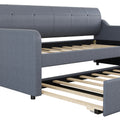 Twin Size Upholstery Daybed With Trundle And Usb Charging Design,Trundle Can Be Flat Or Erected,Gray Gray Upholstered