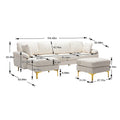 Coolmore U Shape Sectional Sofa With Ottomanreversible Sofa Couch For Living Room,Spacious Furniture,Durable Couch Removable And Machine Washable Cover White Teddy White Foam Velvet 4 Seat