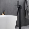 Single Handle Freestanding Bathtub Wall Mounted Faucet With Hand Shower Bathtub Faucetmatte Black Matte Black Brass