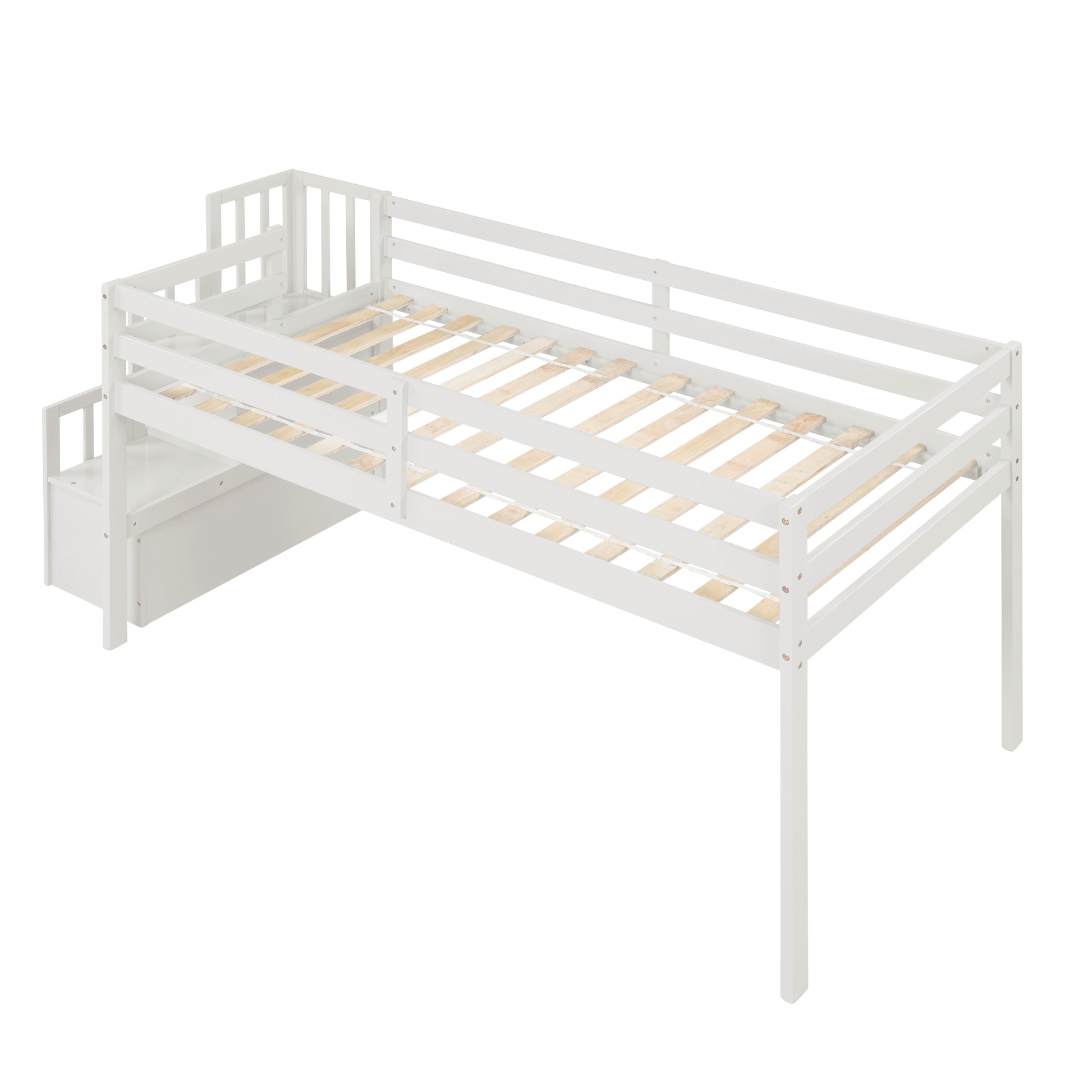 Loft Bed With Staircasewhite Twin White Pine