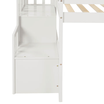 Loft Bed With Staircasewhite Twin White Pine