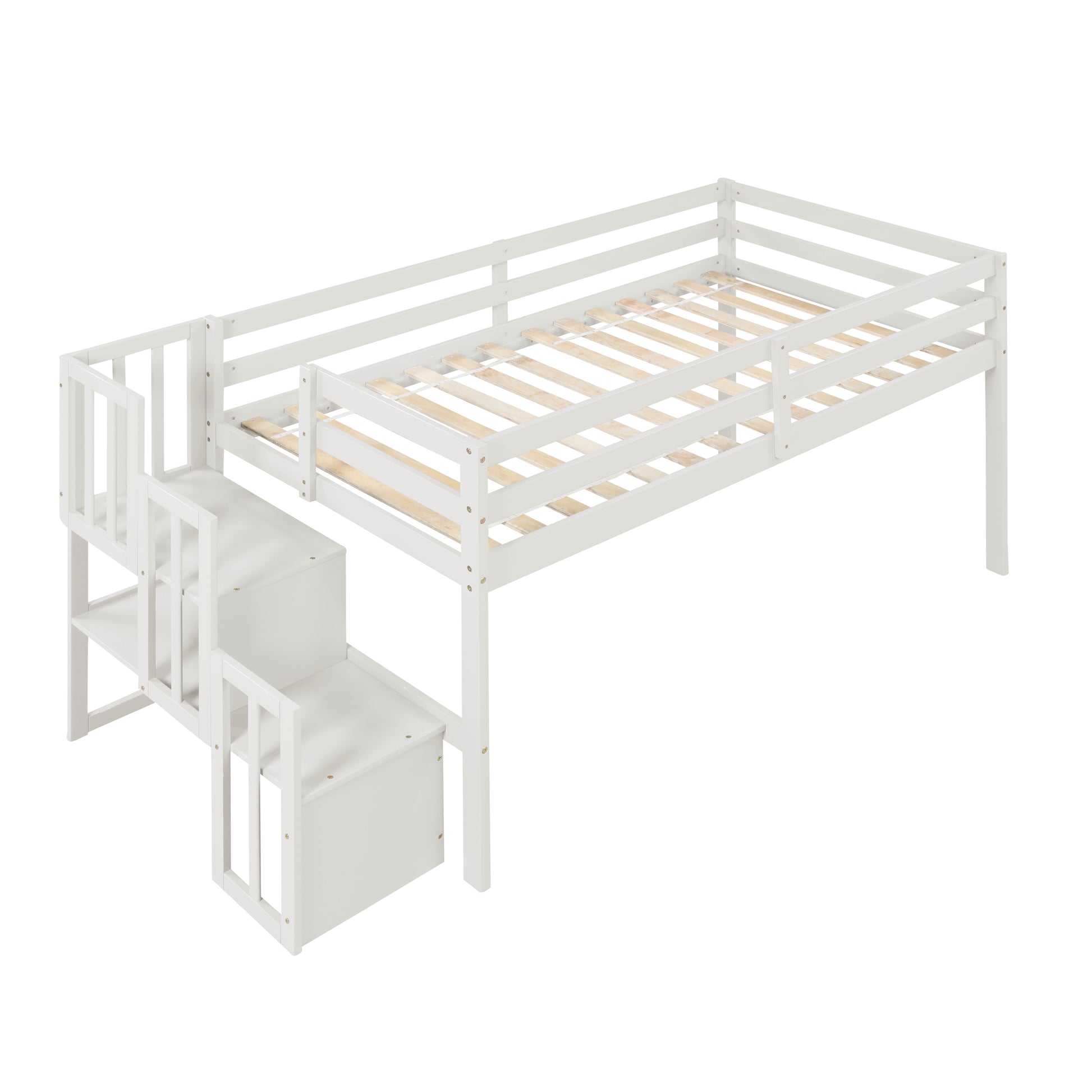 Loft Bed With Staircasewhite Twin White Pine