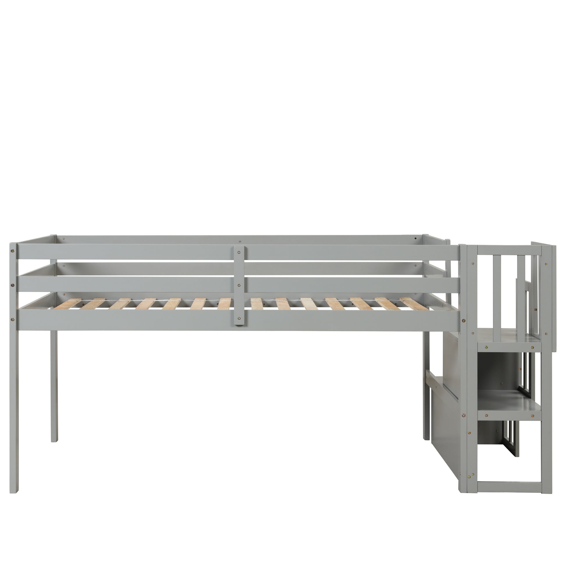Loft Bed With Staircasegrey Grey Pine