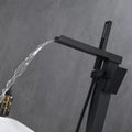 Single Handle Freestanding Bathtub Wall Mounted Faucet With Hand Shower Bathtub Faucetmatte Black Matte Black Brass