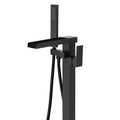 Single Handle Freestanding Bathtub Wall Mounted Faucet With Hand Shower Bathtub Faucetmatte Black Matte Black Brass