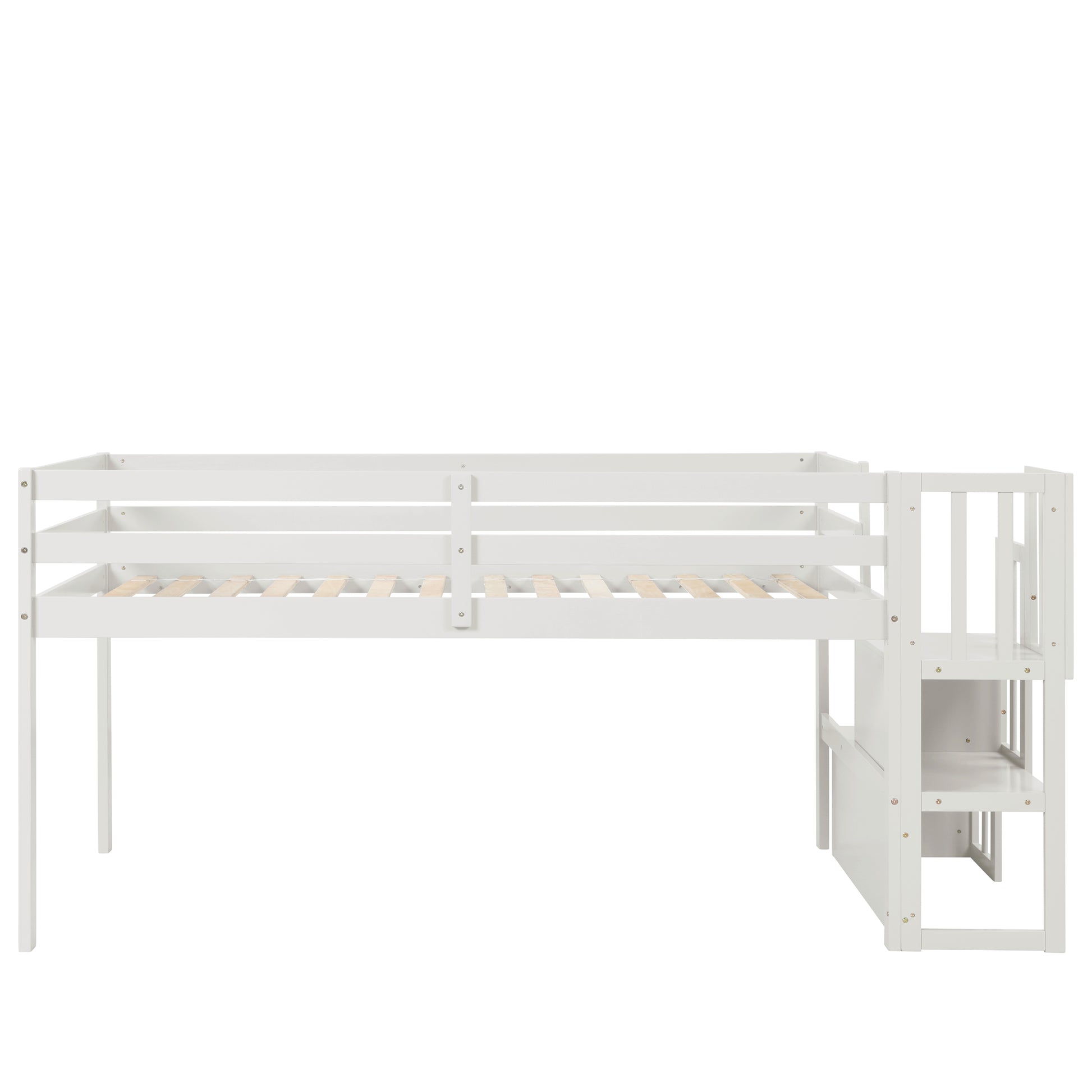 Loft Bed With Staircasewhite Twin White Pine