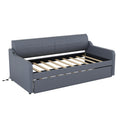 Twin Size Upholstery Daybed With Trundle And Usb Charging Design,Trundle Can Be Flat Or Erected,Gray Gray Upholstered