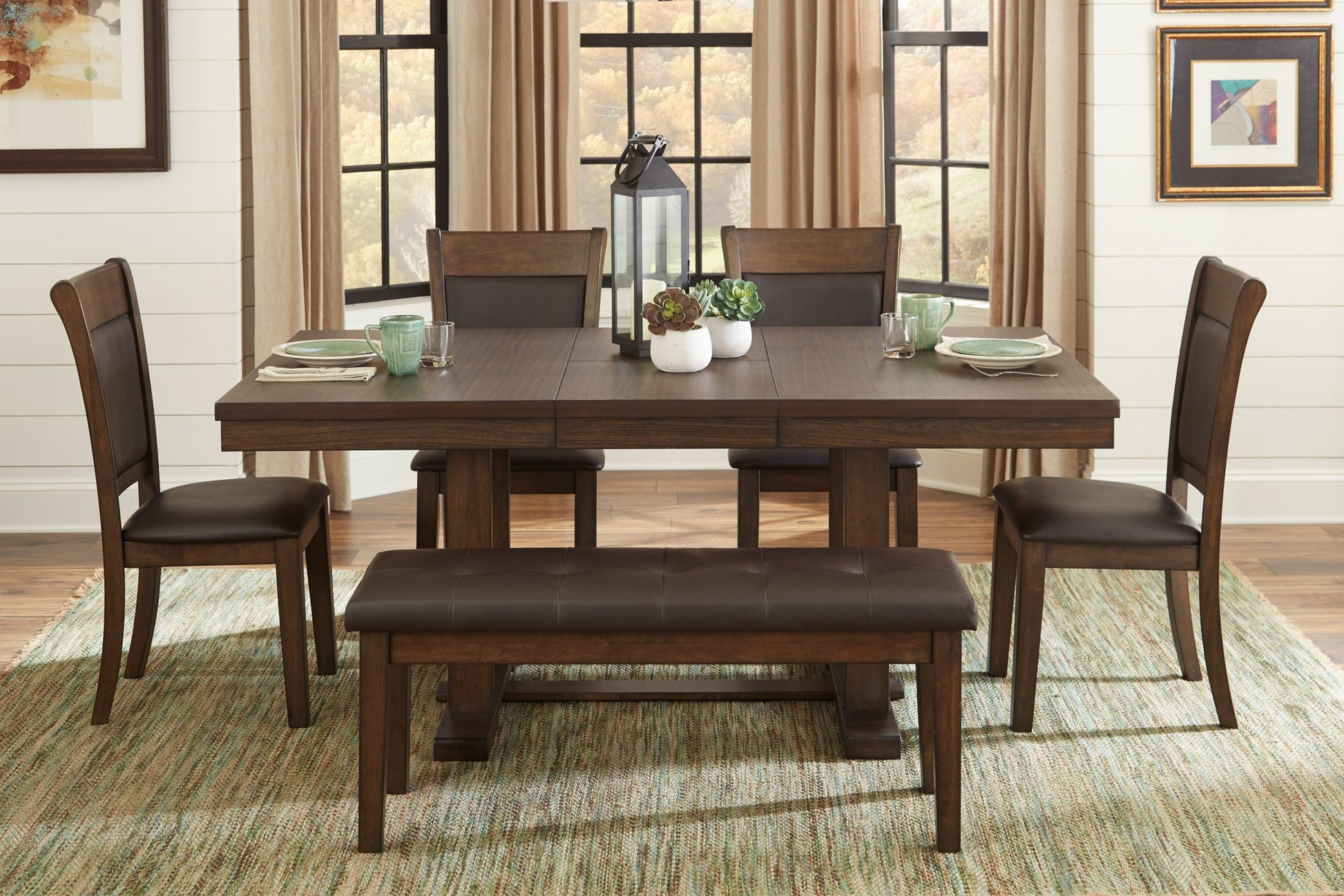 Transitional Dining Furniture 1Pc Wooden Bench Button Tufted Seat Light Rustic Brown Finish Furniture Brown Mix Dining Room Transitional Wood