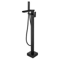 Single Handle Freestanding Bathtub Wall Mounted Faucet With Hand Shower Bathtub Faucetmatte Black Matte Black Brass