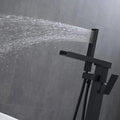 Single Handle Freestanding Bathtub Wall Mounted Faucet With Hand Shower Bathtub Faucetmatte Black Matte Black Brass