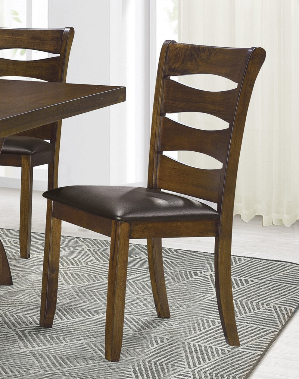 Transitional Dining Room Furniture 7Pc Dining Set Table W Self Storing Leaf And 6X Side Chairs Brown Finish Wooden Furniture Wood Wood Brown Seats 6 Wood Dining Room Self Storing Leaf Extendable Transitional Dining Table With Chair Wood