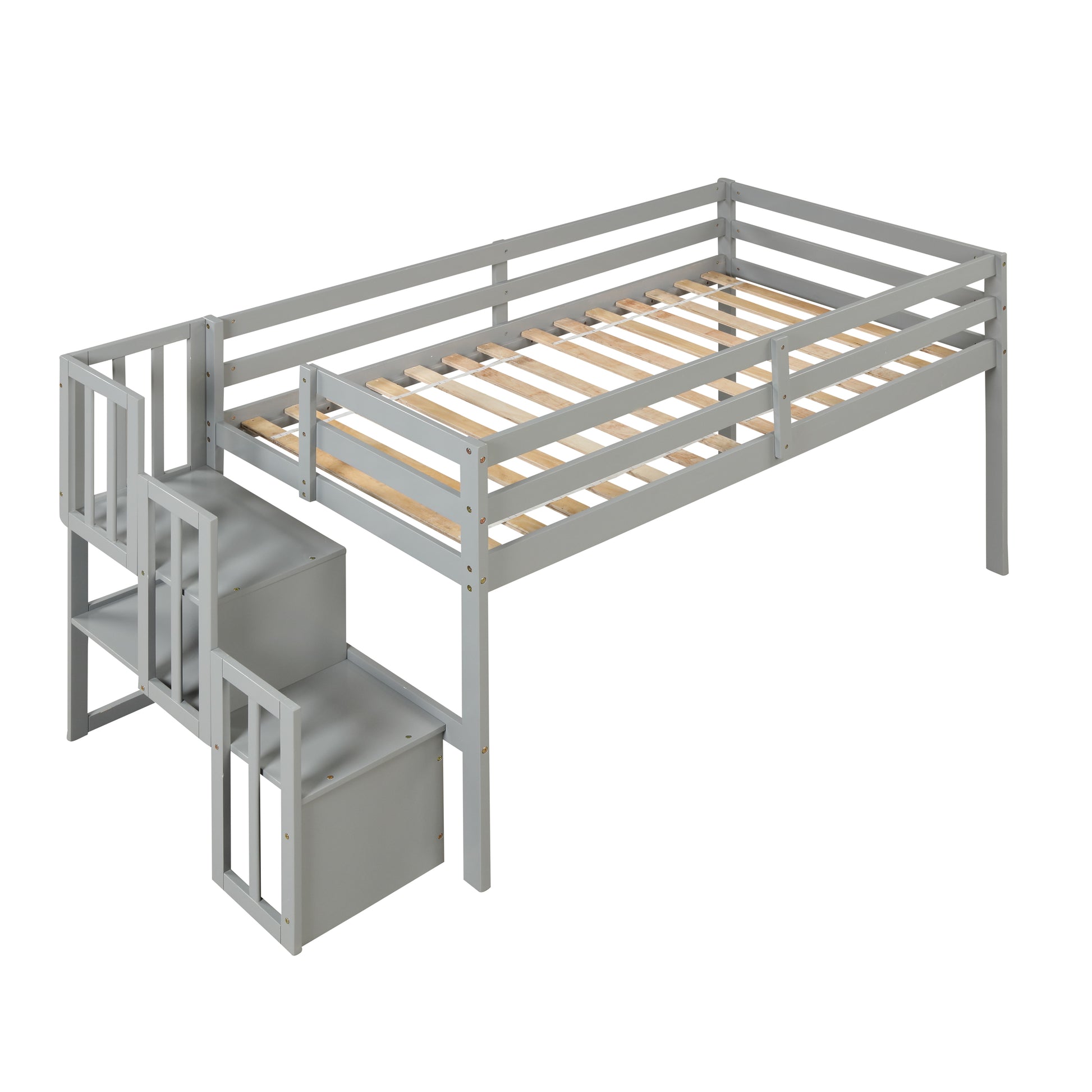 Loft Bed With Staircasegrey Grey Pine