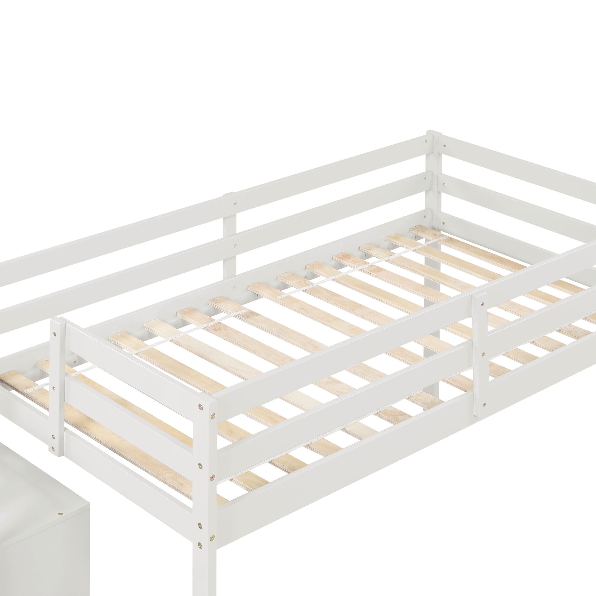 Loft Bed With Staircasewhite Twin White Pine