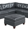 Contemporary Genuine Leather 1Pc Ottoman Black Color Tufted Seat Living Room Furniture Black Genuine Leather Primary Living Space Black Contemporary,Modern Rectangle Tufted Genuine Leather