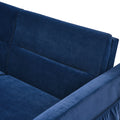 Loveseats Sofa Bed With Pull Out Bed,Adjsutable Back And Two Arm Pocket,Blue 54.5