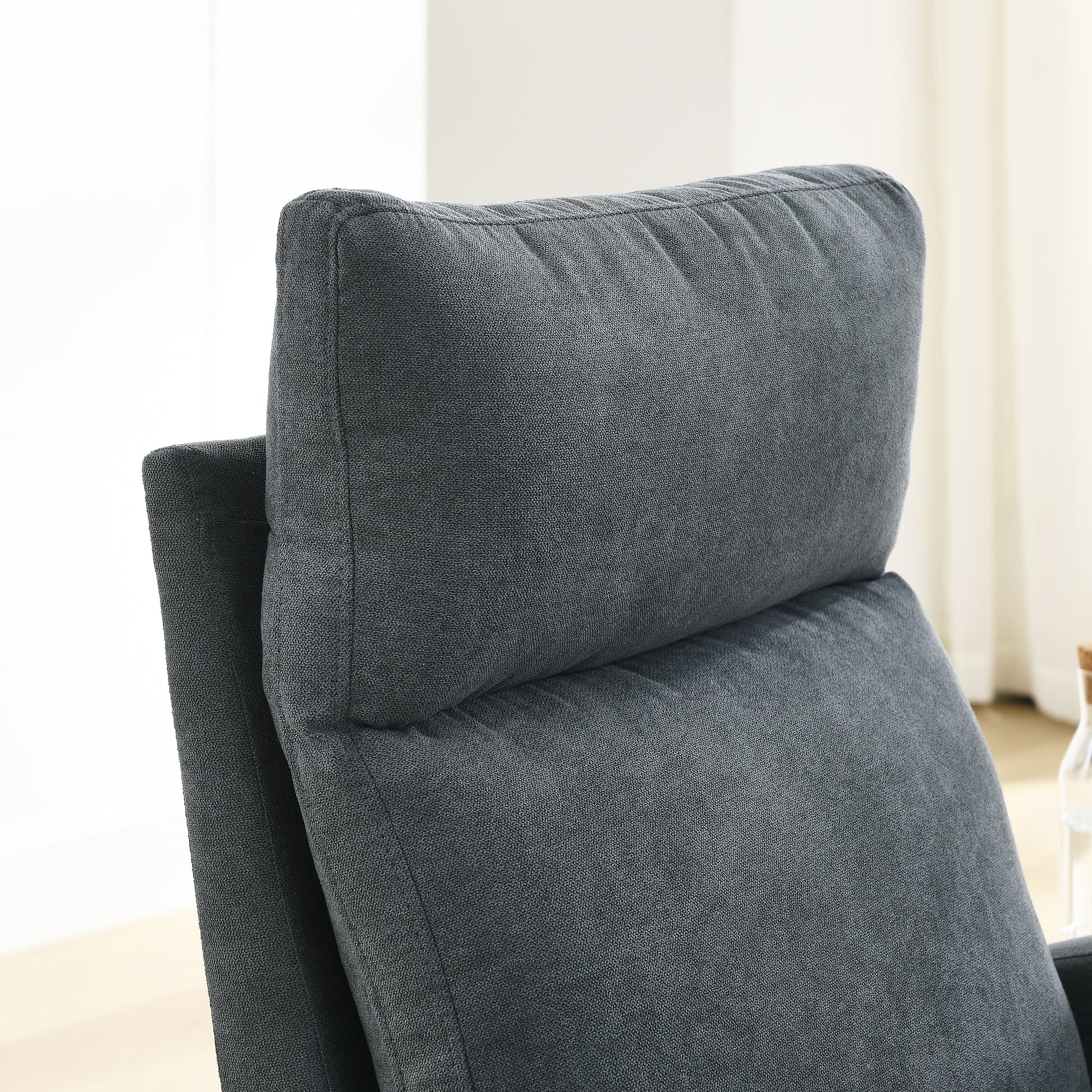 Video Welike 27.6"W Modern Accent High Backrest Living Room Lounge Arm Rocking Chair, Two Side Pocket W83453347 Dark Grey Foam Fabric