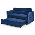 Loveseats Sofa Bed With Pull Out Bed,Adjsutable Back And Two Arm Pocket,Blue 54.5