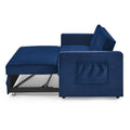Loveseats Sofa Bed With Pull Out Bed,Adjsutable Back And Two Arm Pocket,Blue 54.5