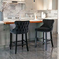 Contemporary Velvet Upholstered Wing Back Barstools With Button Tufted Decoration And Wooden Legs, And Chrome Trim, Leisure Style Bar Chairs,Bar Stools,Set Of 4 Black ,Sw1824Bkx2 Cartons Black Dining Room American Design Foam Velvet