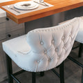 Contemporary Velvet Upholstered Wing Back Barstools With Button Tufted Decoration And Wooden Legs, And Chrome Trim, Leisure Style Bar Chairs,Bar Stools, Set Of 4 Beige ,Sw1824Bgx2 Cartons Beige Dining Room American Design Foam Velvet