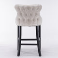 Contemporary Velvet Upholstered Wing Back Barstools With Button Tufted Decoration And Wooden Legs, And Chrome Trim, Leisure Style Bar Chairs,Bar Stools, Set Of 2 Beige ,Sw1824B Beige Foam Velvet