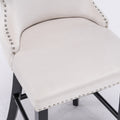 Contemporary Velvet Upholstered Wing Back Barstools With Button Tufted Decoration And Wooden Legs, And Chrome Trim, Leisure Style Bar Chairs,Bar Stools, Set Of 2 Beige ,Sw1824B Beige Foam Velvet