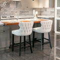 Contemporary Velvet Upholstered Wing Back Barstools With Button Tufted Decoration And Wooden Legs, And Chrome Trim, Leisure Style Bar Chairs,Bar Stools, Set Of 4 Beige ,Sw1824Bgx2 Cartons Beige Dining Room American Design Foam Velvet
