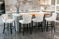 Contemporary Velvet Upholstered Wing Back Barstools With Button Tufted Decoration And Wooden Legs, And Chrome Trim, Leisure Style Bar Chairs,Bar Stools, Set Of 4 Beige ,Sw1824Bgx2 Cartons Beige Dining Room American Design Foam Velvet