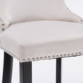 Contemporary Velvet Upholstered Wing Back Barstools With Button Tufted Decoration And Wooden Legs, And Chrome Trim, Leisure Style Bar Chairs,Bar Stools, Set Of 2 Beige ,Sw1824B Beige Foam Velvet