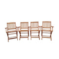 Foldable Patio Dining Set, 4 Folding Chairs, Indoor And Outdoor Universal, Teak Teak Solid Wood