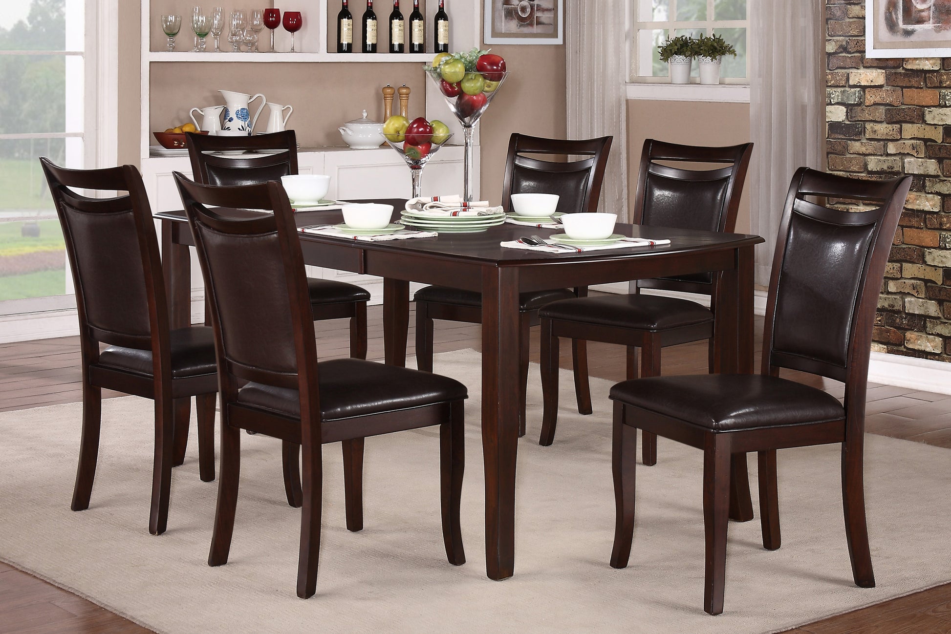 Dark Cherry Finish Simple Design 1Pc Dining Table With Separate Extension Leaf Mango Veneer Wood Dining Furniture Brown Mix Dining Room Traditional Wood