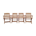 Foldable Patio Dining Set, 4 Folding Chairs, Indoor And Outdoor Universal, Teak Teak Solid Wood